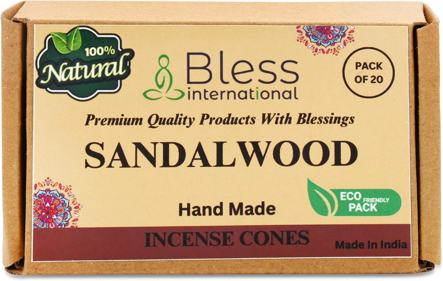 Bless International Sandalwood Natural Incense Cones 20 Count