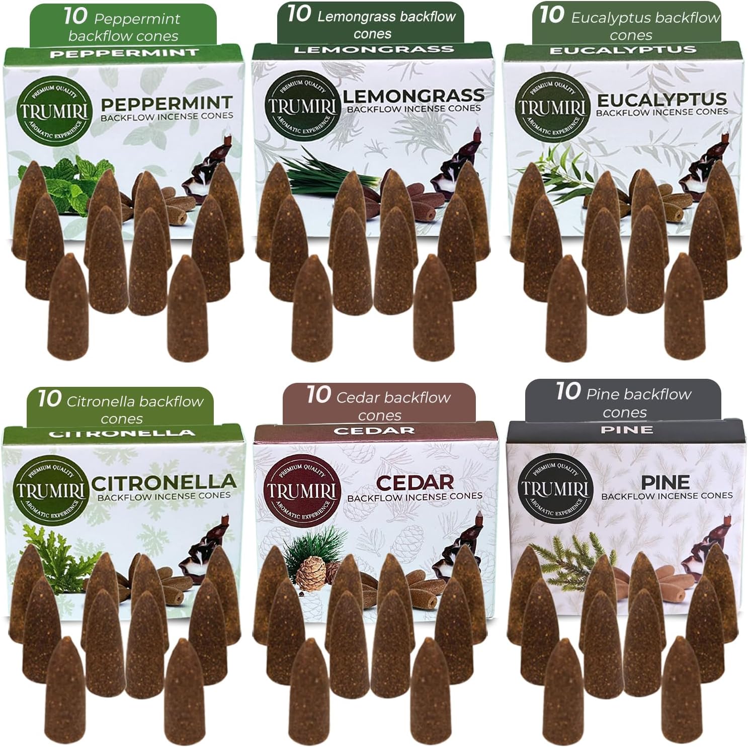 Leafy Backflow Incense Cones Variety Pack 60