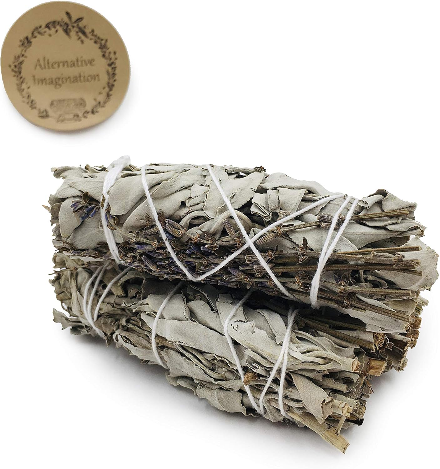 White Sage Smudge Sticks with Dried Lavender Buds - Pack of 3