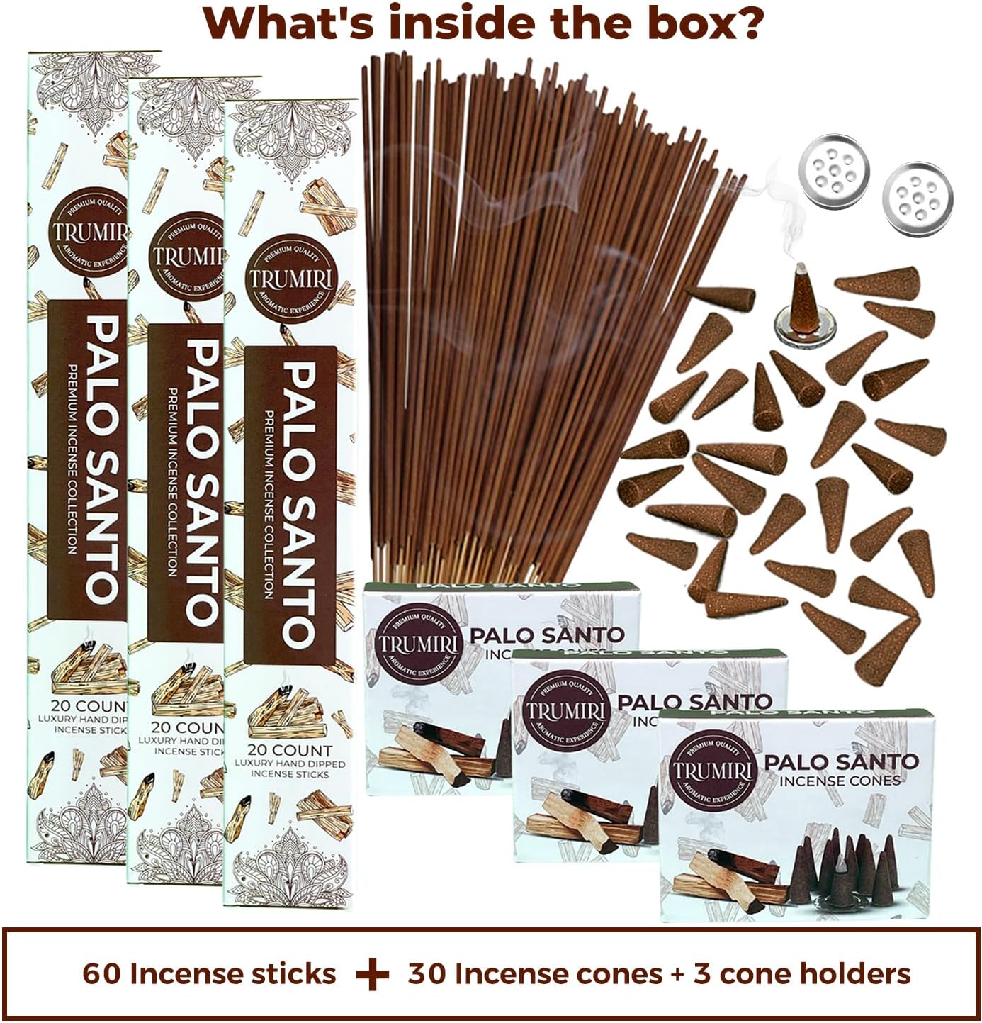 TRUMIRI Palo Santo Incense Sticks Cones Combo Pack