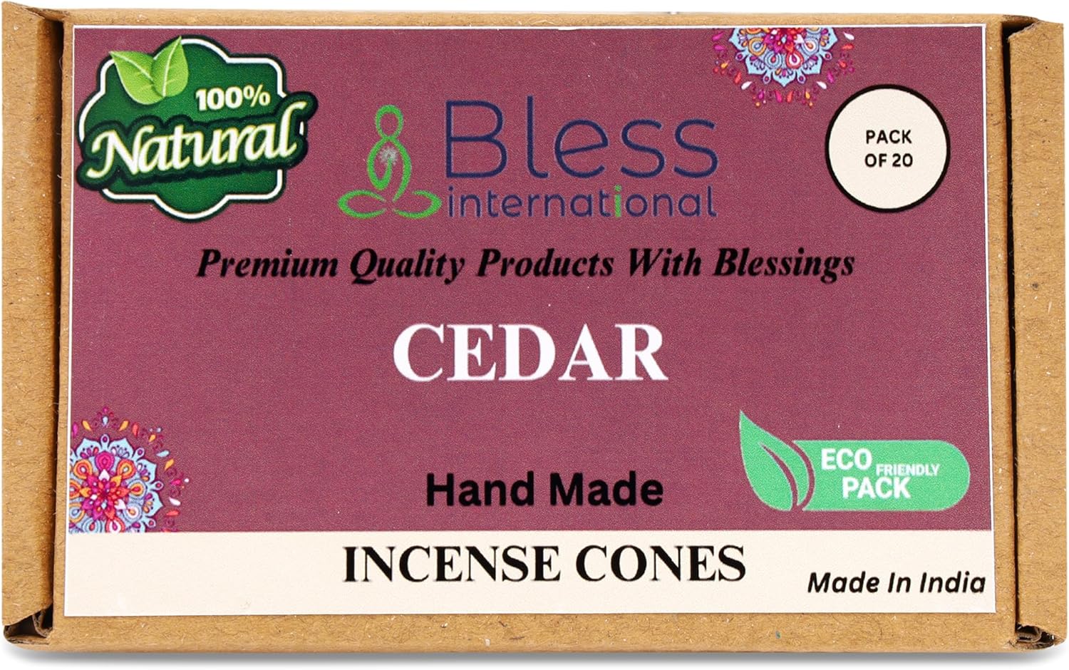 Bless International Cedar Natural Incense Cones 20 Count