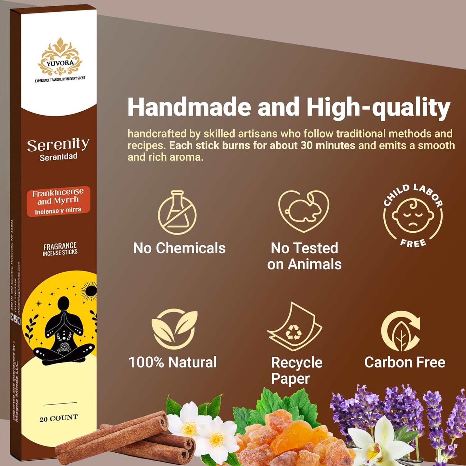 Yuvora Aromatic Incense Sticks Gift Set 120 Natural Non-Toxic