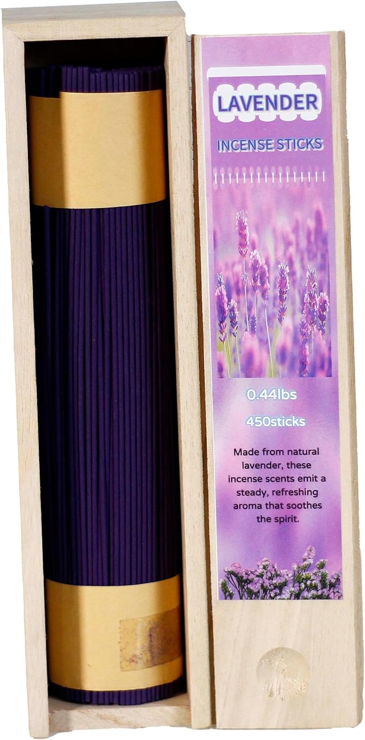 Lavender Incense Sticks with Wooden Box and Holder