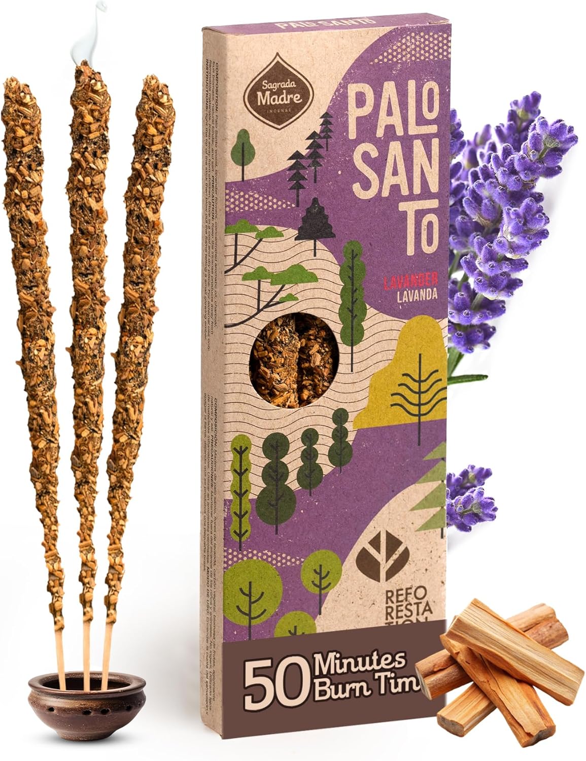 4pcs Wildly Harvested Palo Santo Lavender Incense Sticks