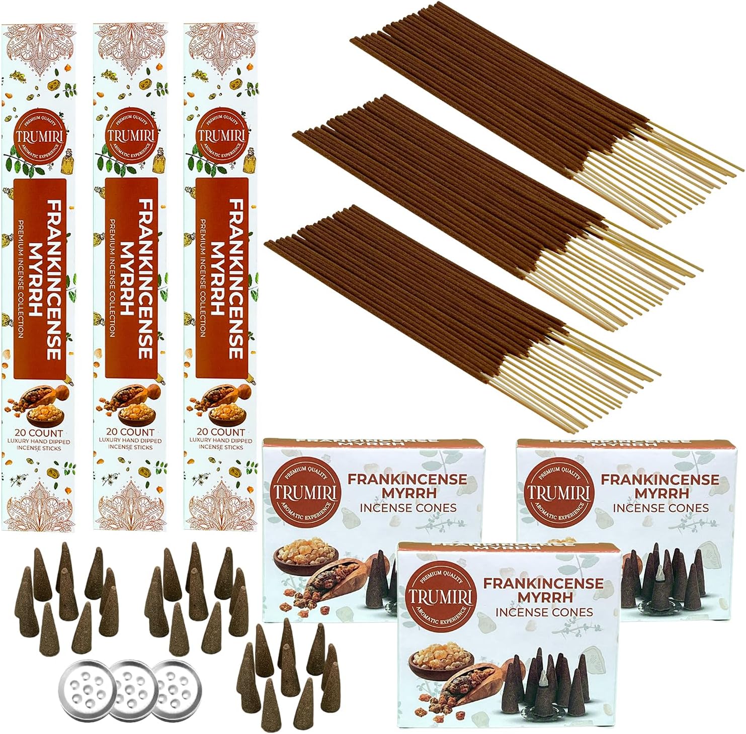 Frankincense Myrrh Incense Sticks and Cones Combo Pack