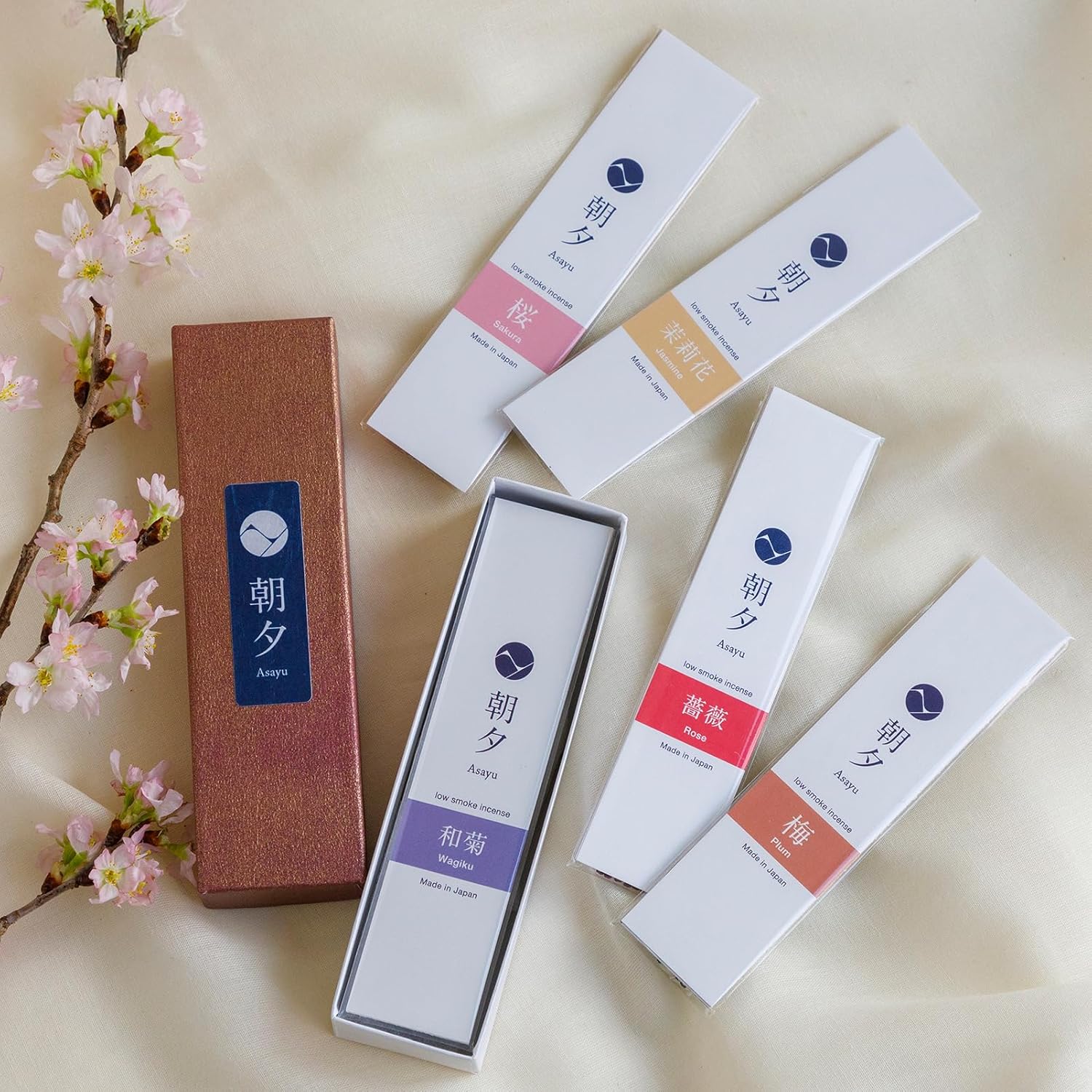 Asayu Japan Incense Sticks Assortment 5 Floral Fragrances 20g