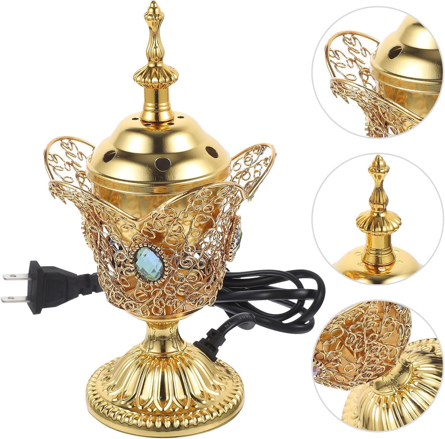 Gold Electric Incense Burner Holder for Home Decor
