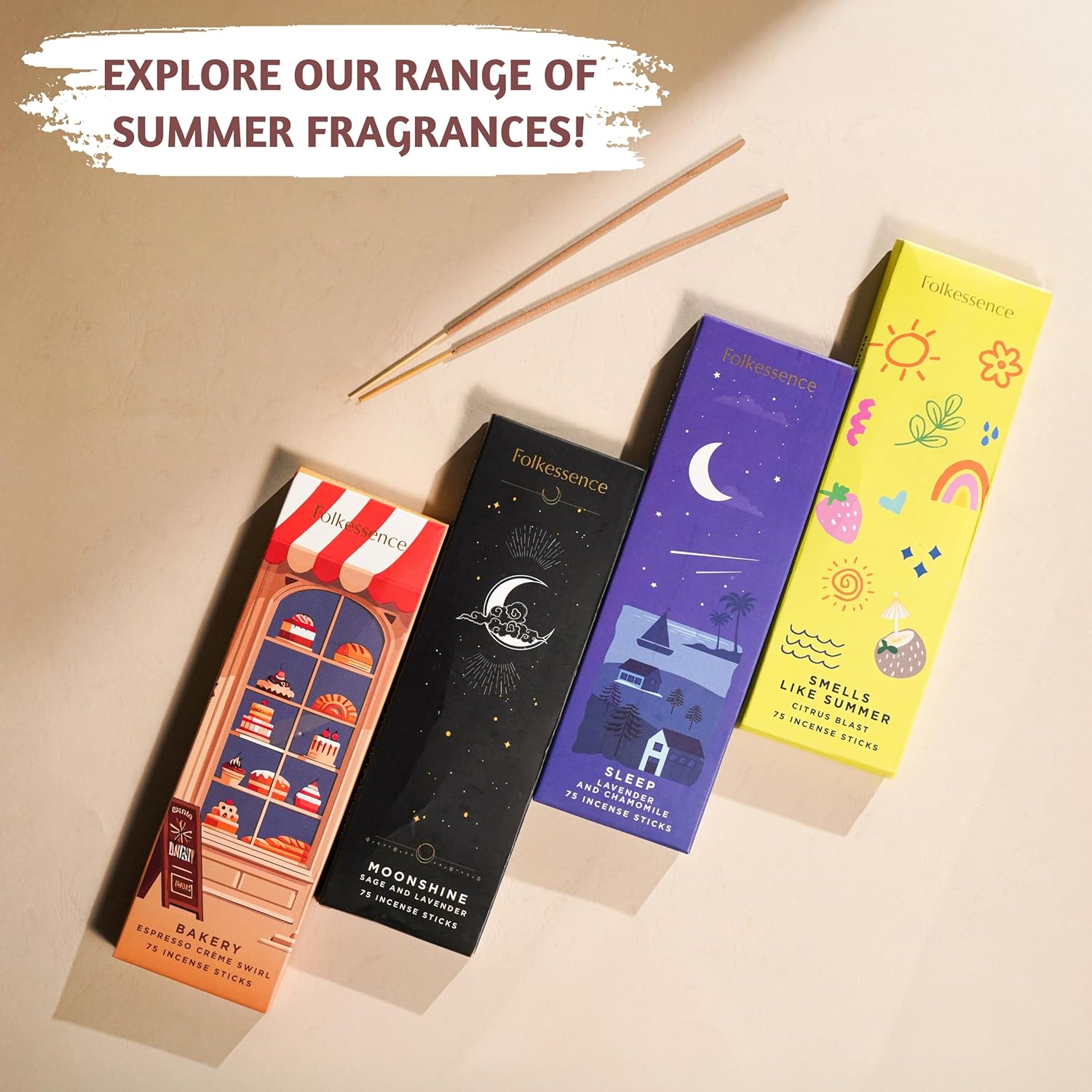 Folkulture Organic Incense Sticks for Meditation Pack of 75 8 Long