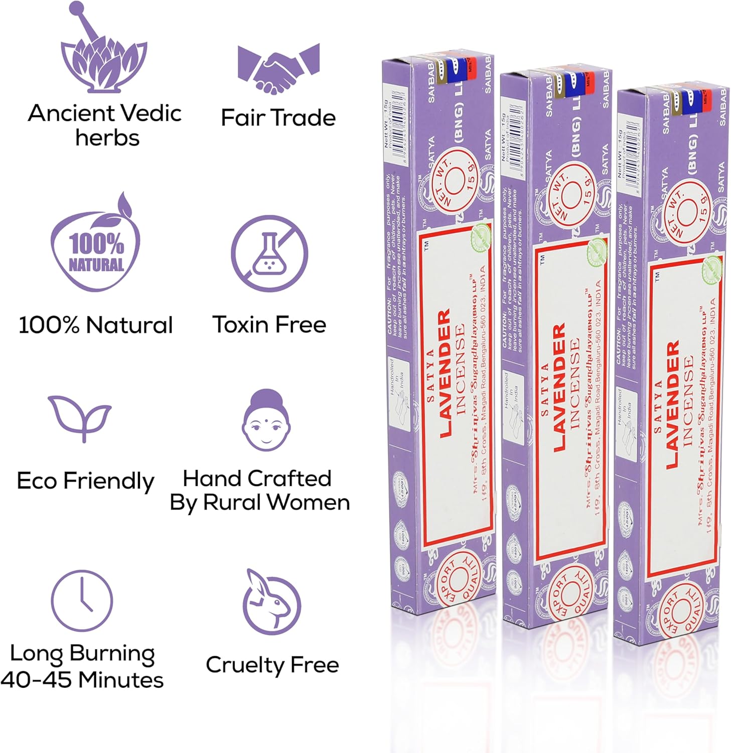 Raajsee Satya Lavender Incense Sticks 15gmx12Pack with Holder