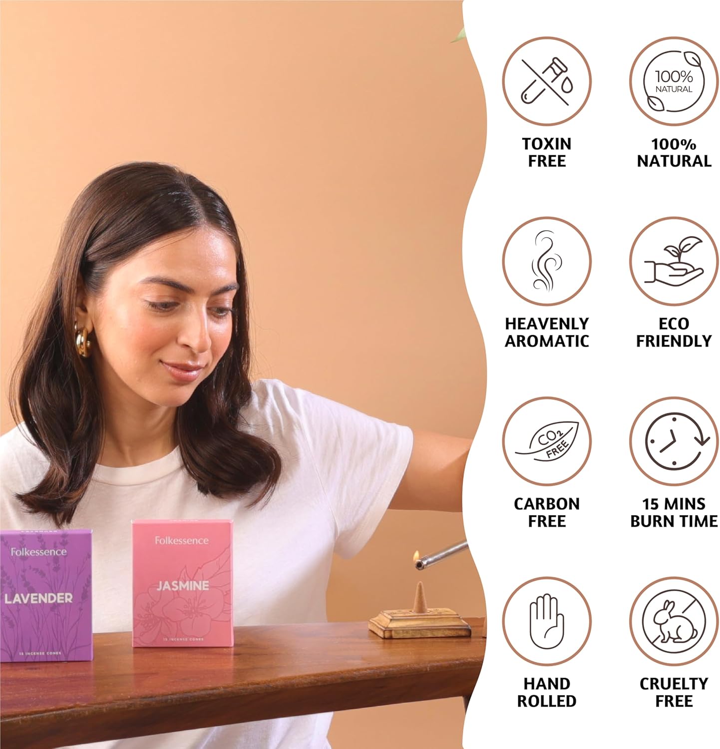 Folkulture Incense Cones Set of 20 Lavender Jasmine Variety Pack
