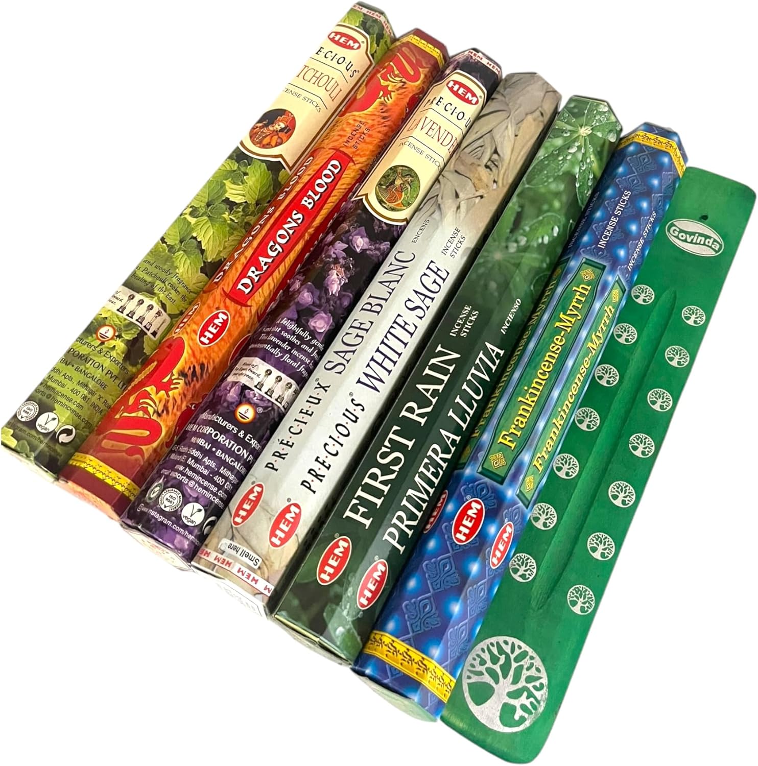 Govinda Hem Incense Sticks Variety Pack with Holder