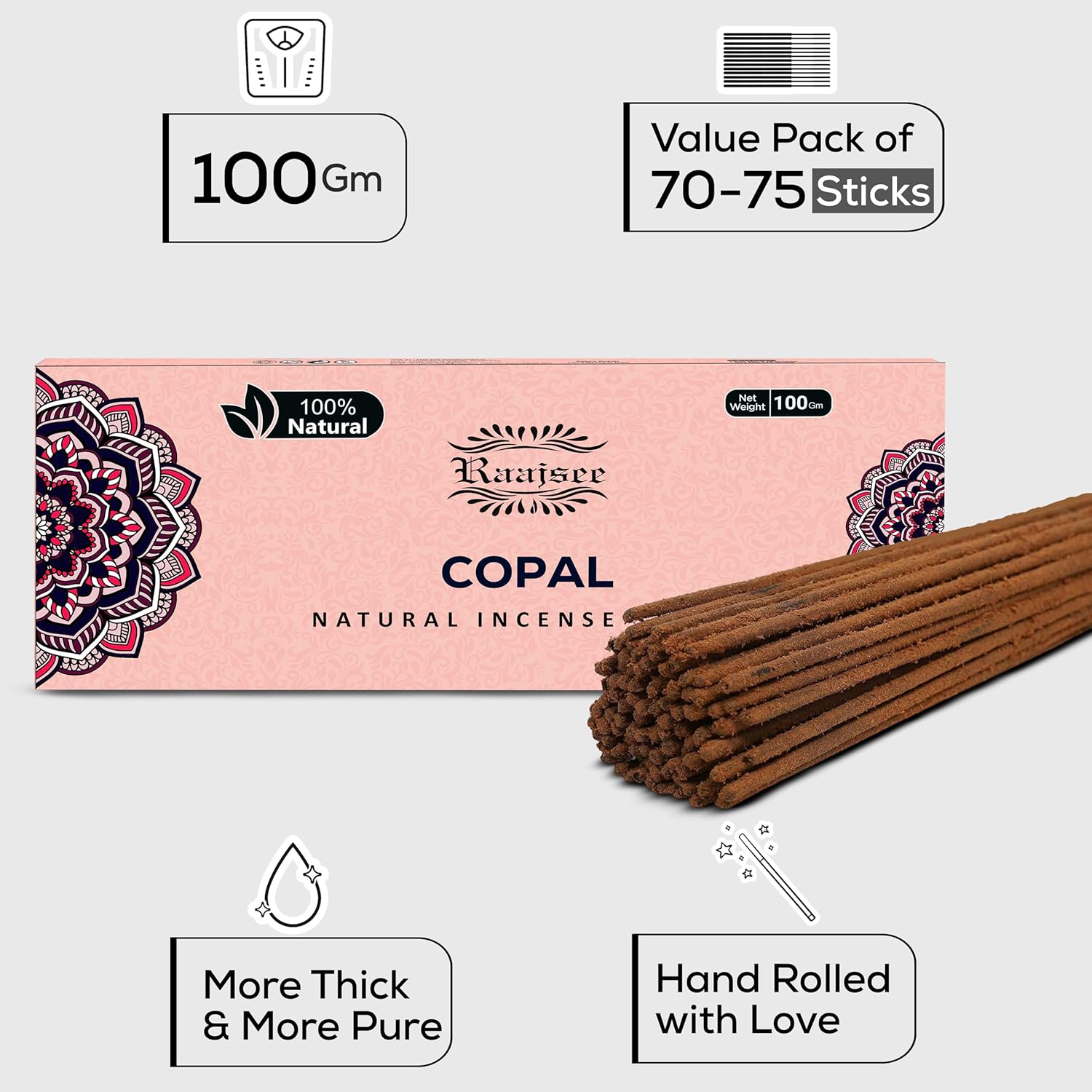 100 Natural Copal Incense Sticks 100 gm Pack