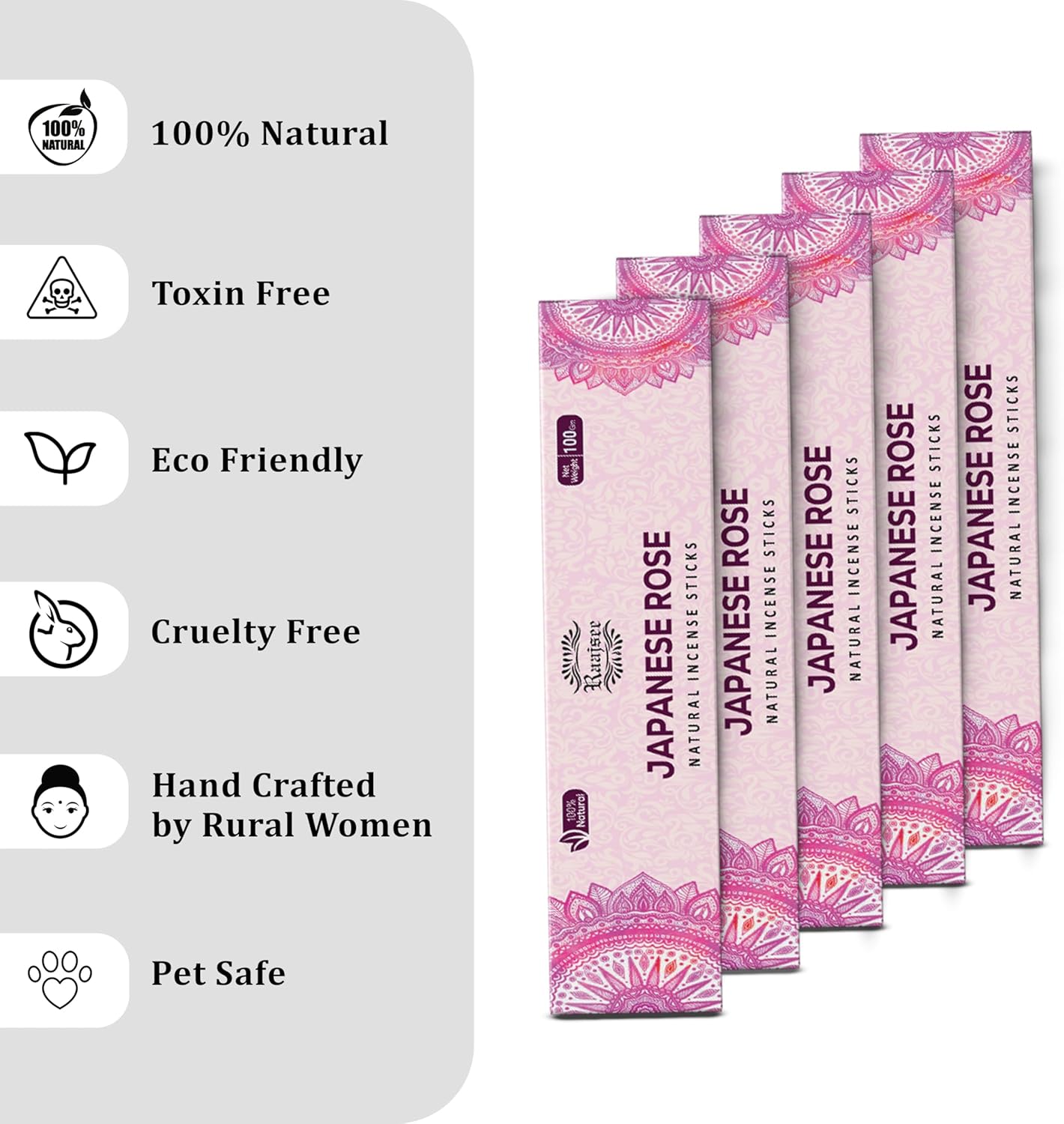 Raajsee Japanese Rose Incense Sticks 180 gm Pack of 12