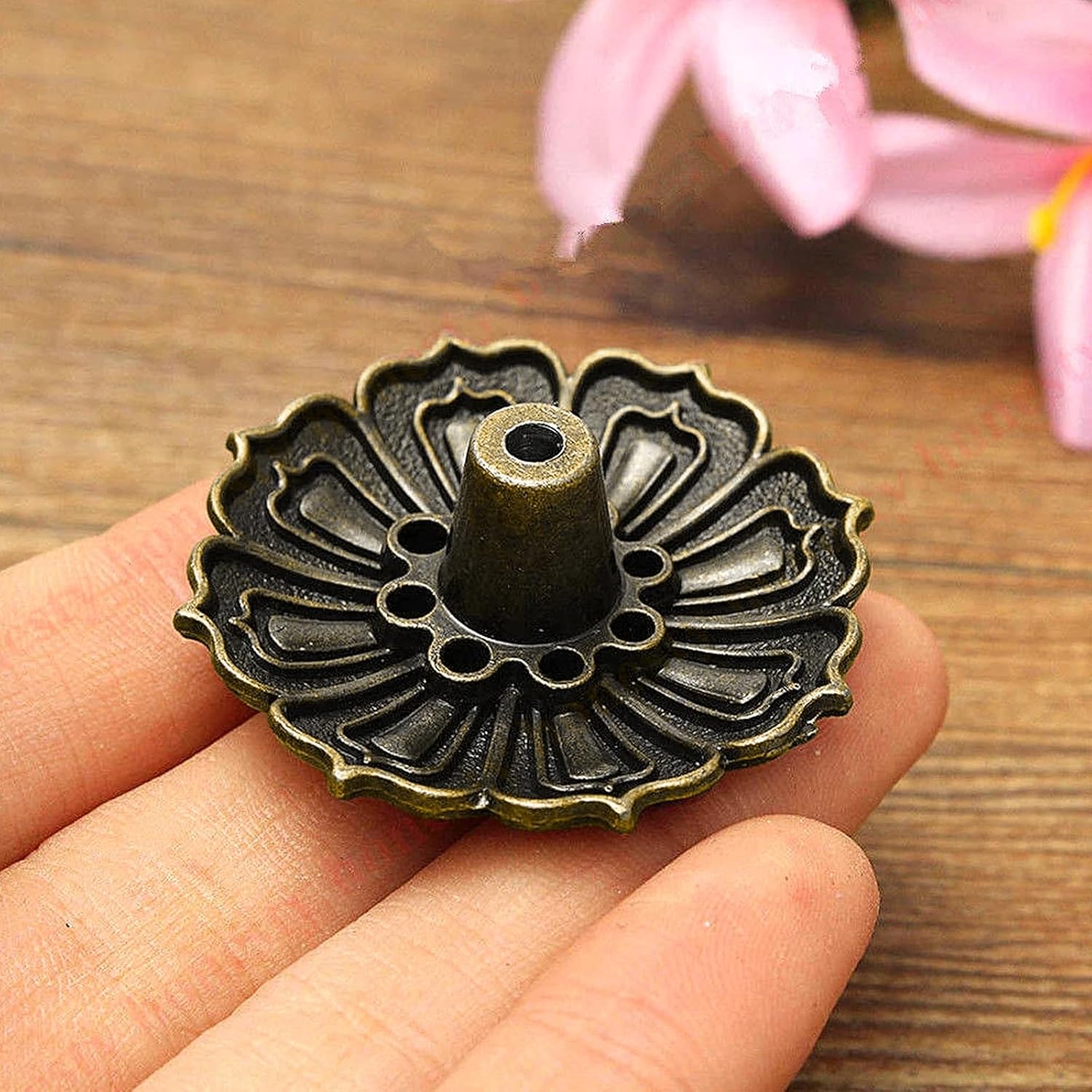 2PCS Brass Lotus Incense Stick Burner with Ash Catcher