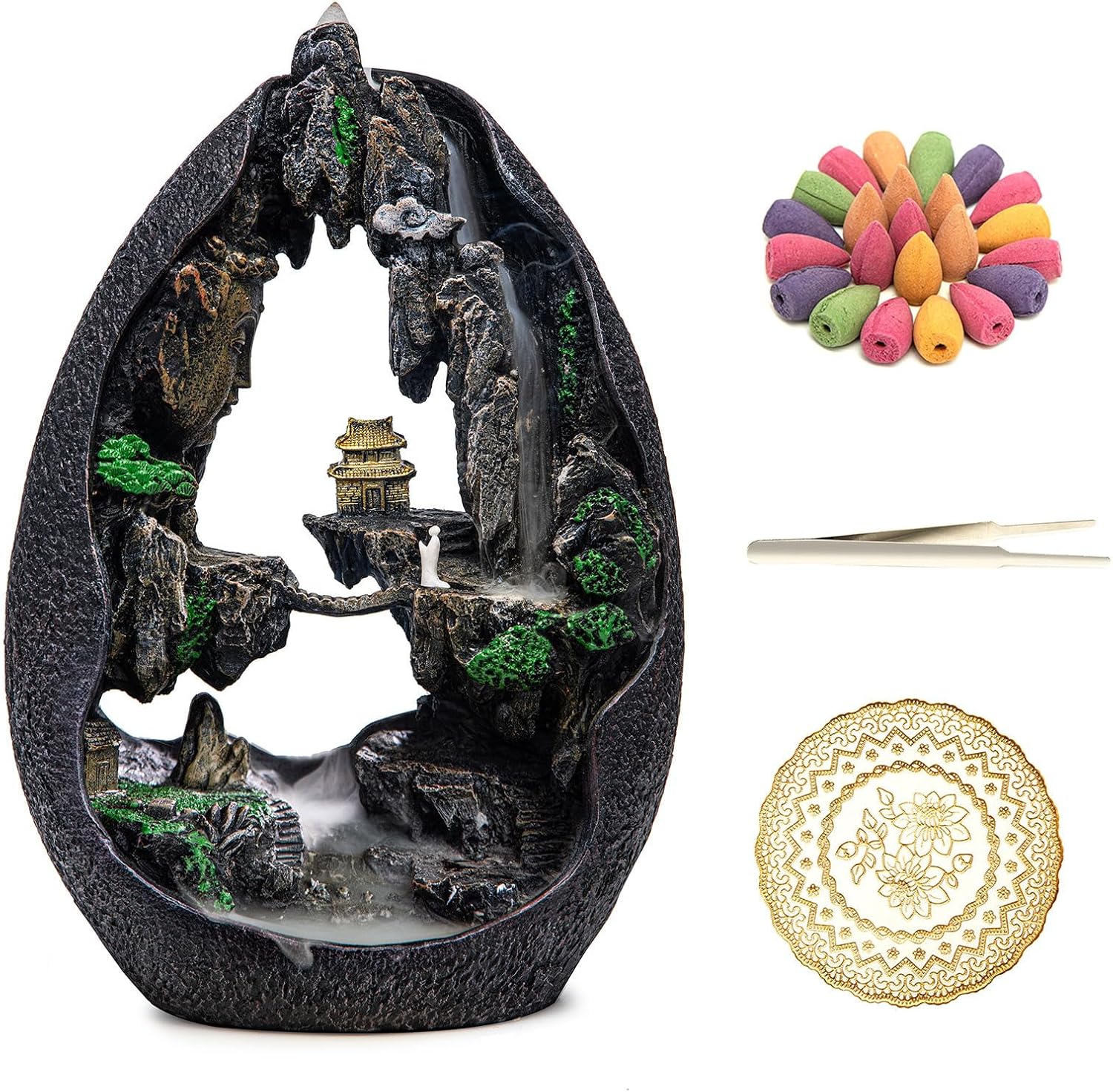 Mountain Waterfall Incense Burner with 50 Cones