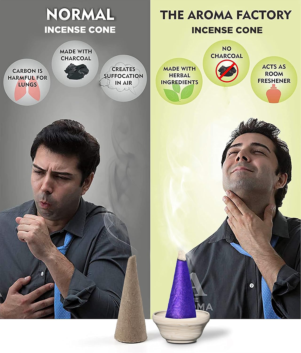 The Aroma Factory Incense Dhoop Cone Lavender 1 Bottle x 30 Cones