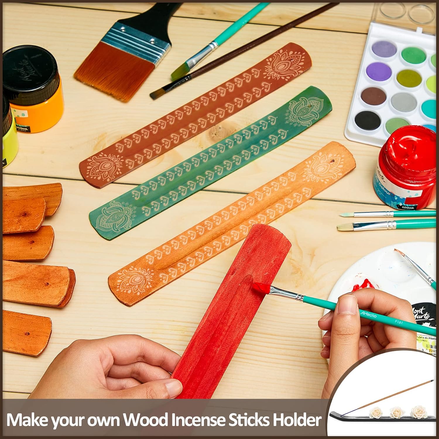 Cunhill 24pc Wooden Incense Stick Holder Set