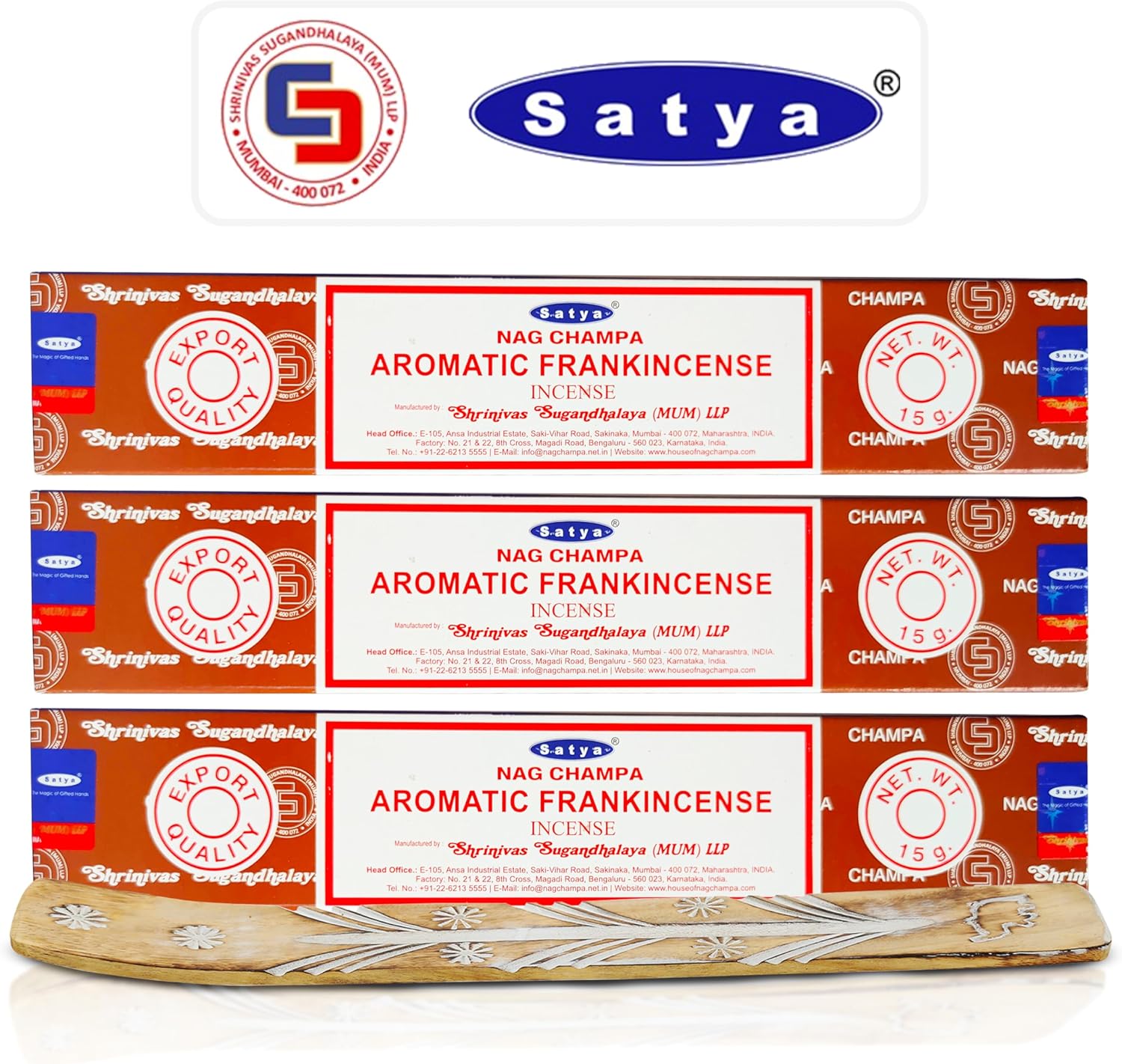 Satya Aromatic Frankincense Incense Sticks 45 gm Pack with Raajsee Holder