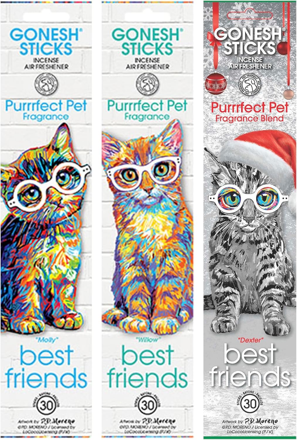 Gonesh Best Friends Incense Sticks Variety Pack - 3 Pack of 30 Non-Toxic 10 Inch