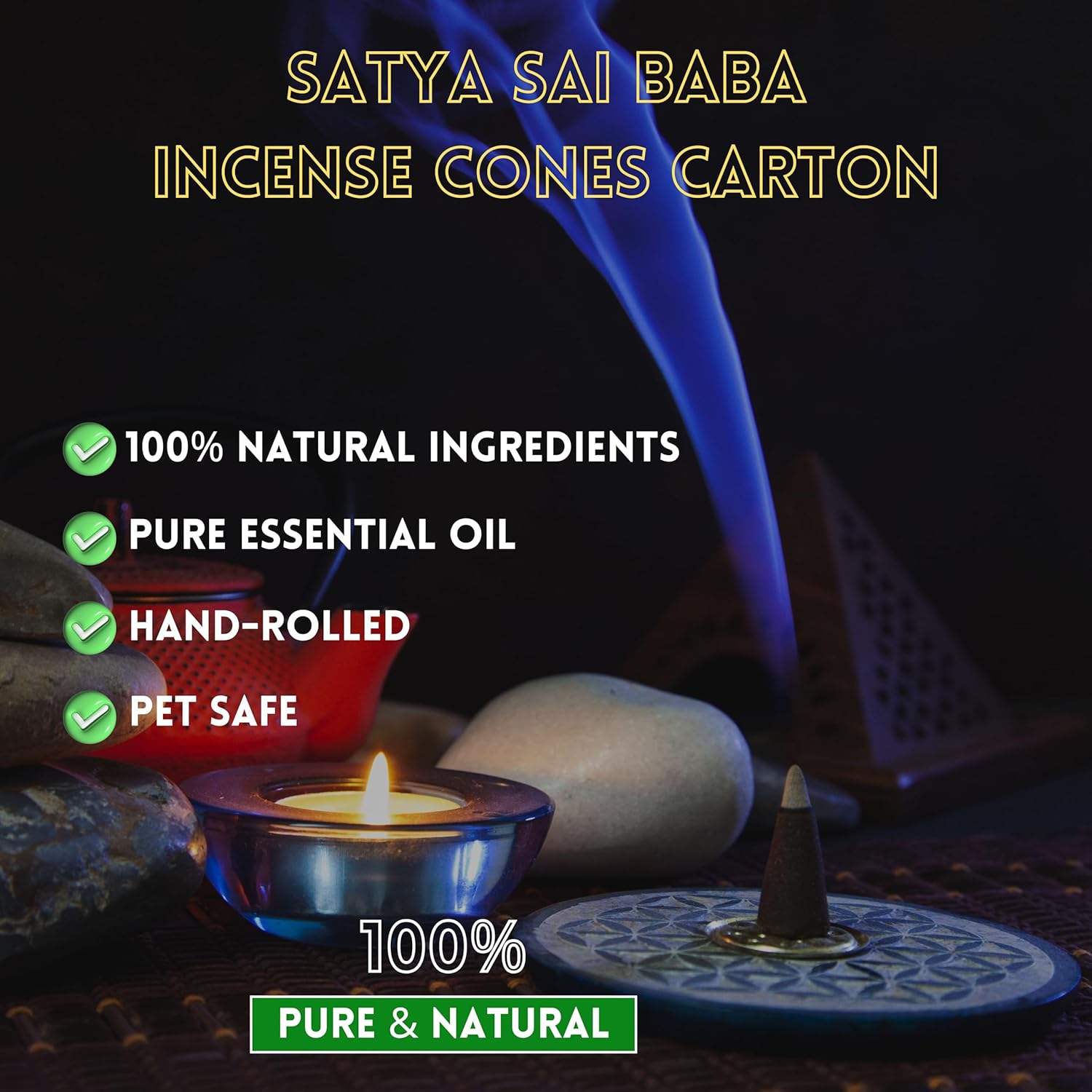 Nag Champa Satya Sai Baba Temple Incense Cones Carton 12 Box