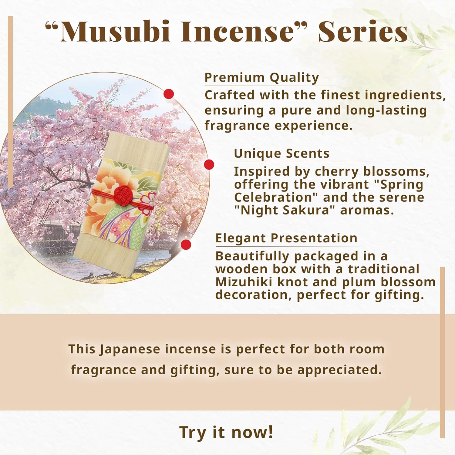 Hasegawa Japanese Sakura Incense Set 2 Varieties 30 Sticks