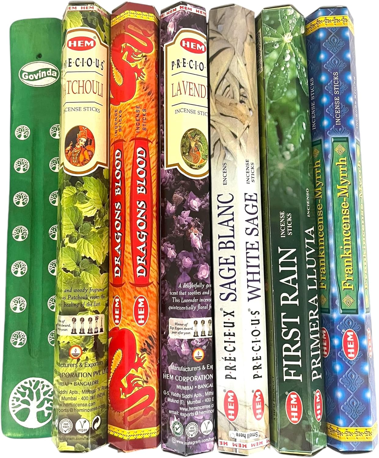 Govinda Hem Incense Sticks Variety Pack with Holder