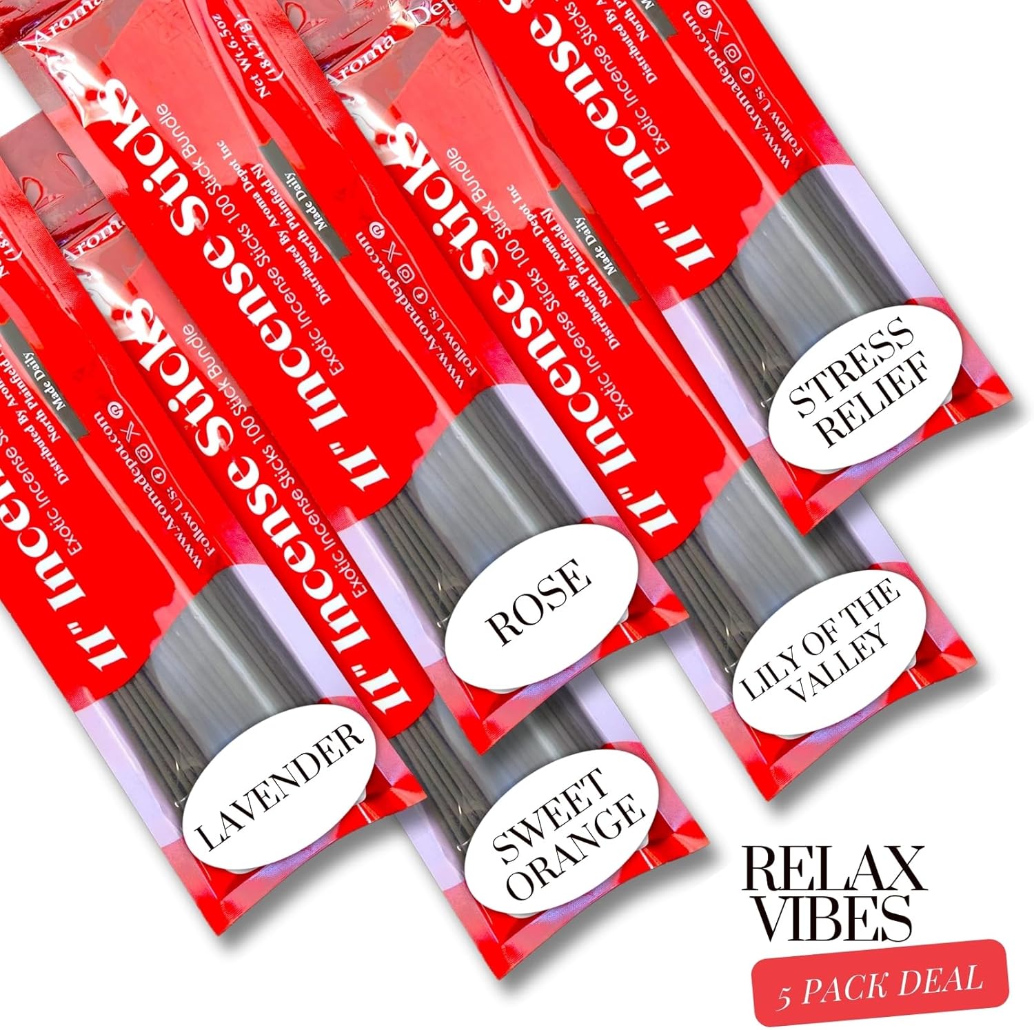Aroma Depot Relax Vibes 11 Inch Incense Sticks Variety Set 500 Pack