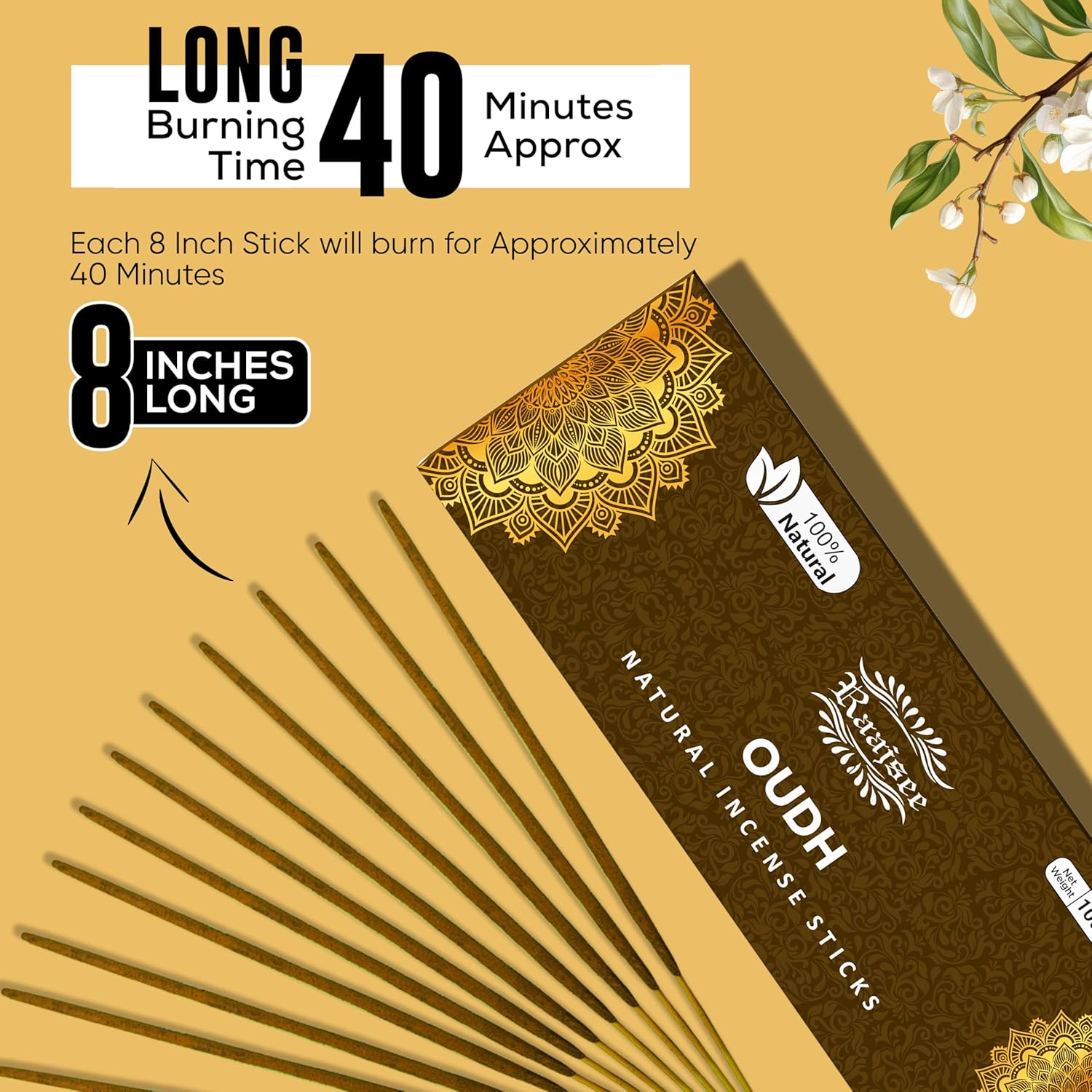 Pure Oud Agarwood Incense Sticks 100gm Pack Handmade Natural