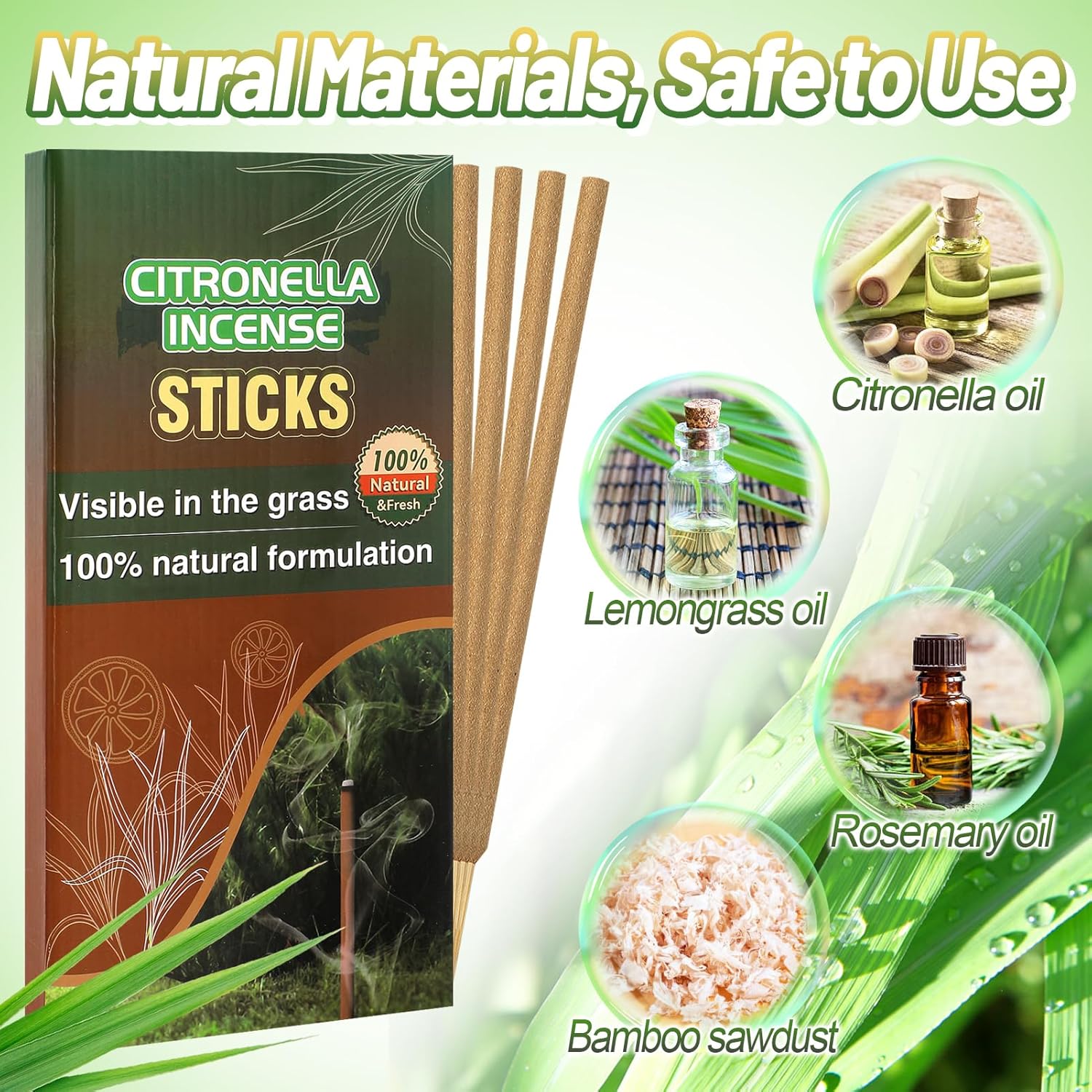 24 Pcs Citronella Incense Sticks with Holder for Outdoor Use