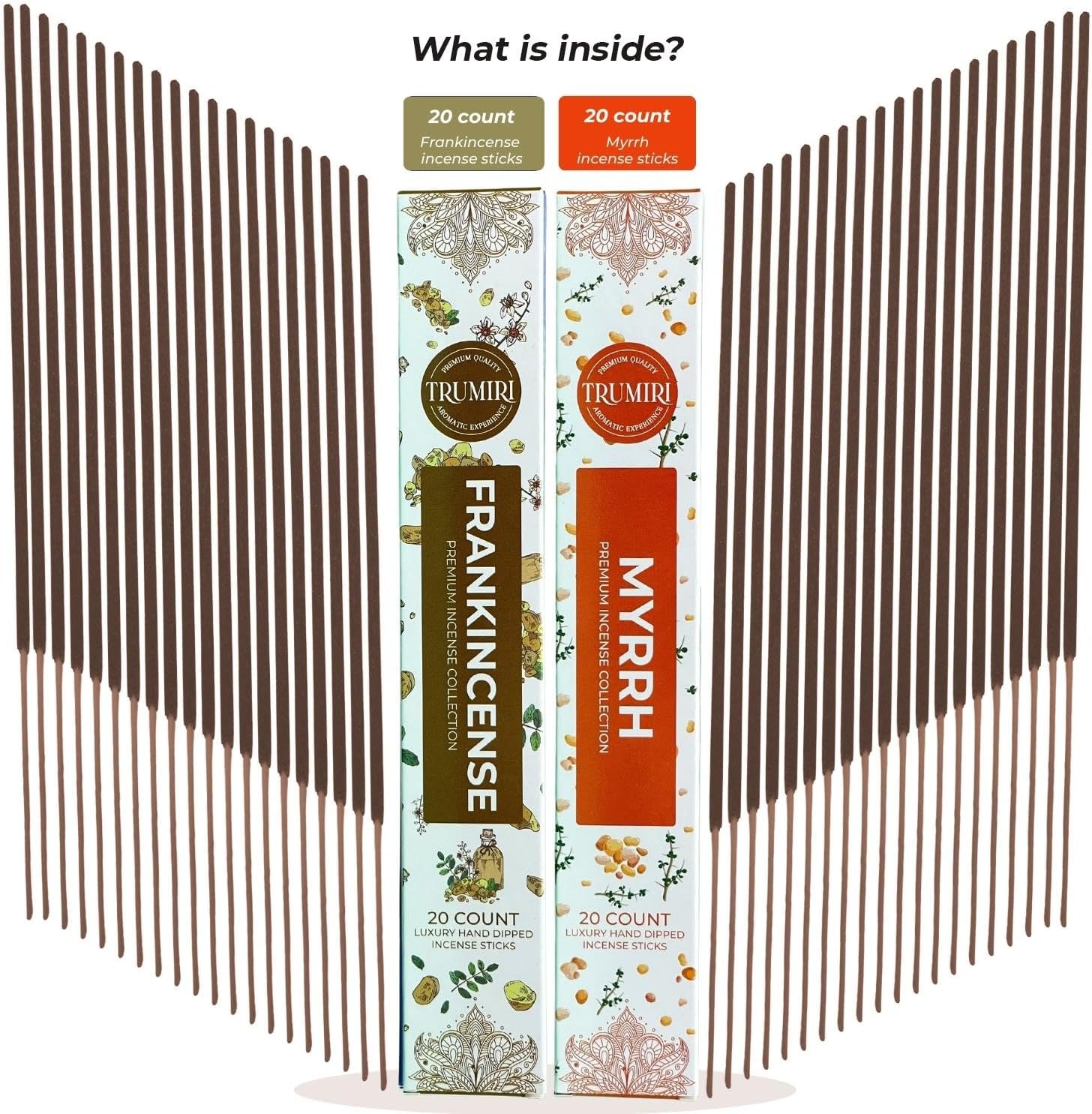 Trumiri Incense Sticks - 40 Pack 20 Frankincense 20 Myrrh
