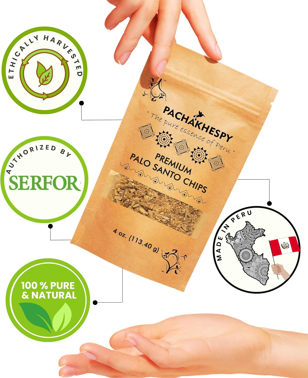 PACHAKHESPY Palo Santo Incense Chips 4 oz Natural