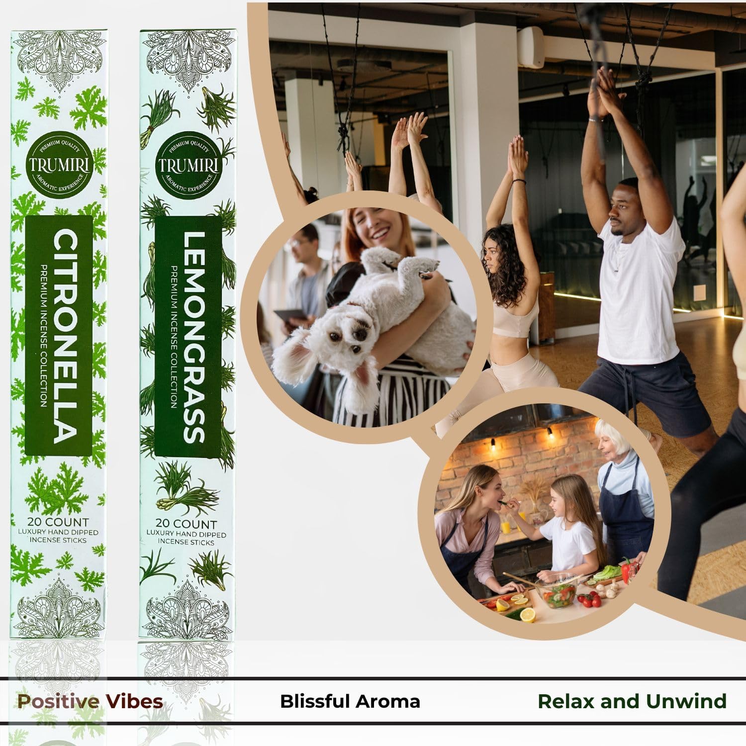 TRUMIRI Organic Incense Sticks - 40 Pack 20 Citronella 20 Lemongrass