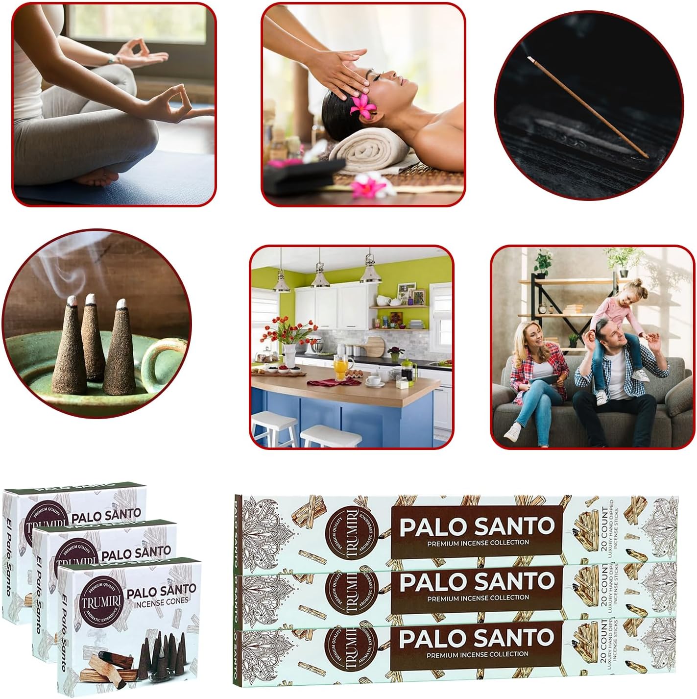 TRUMIRI Palo Santo Incense Sticks Cones Combo Pack