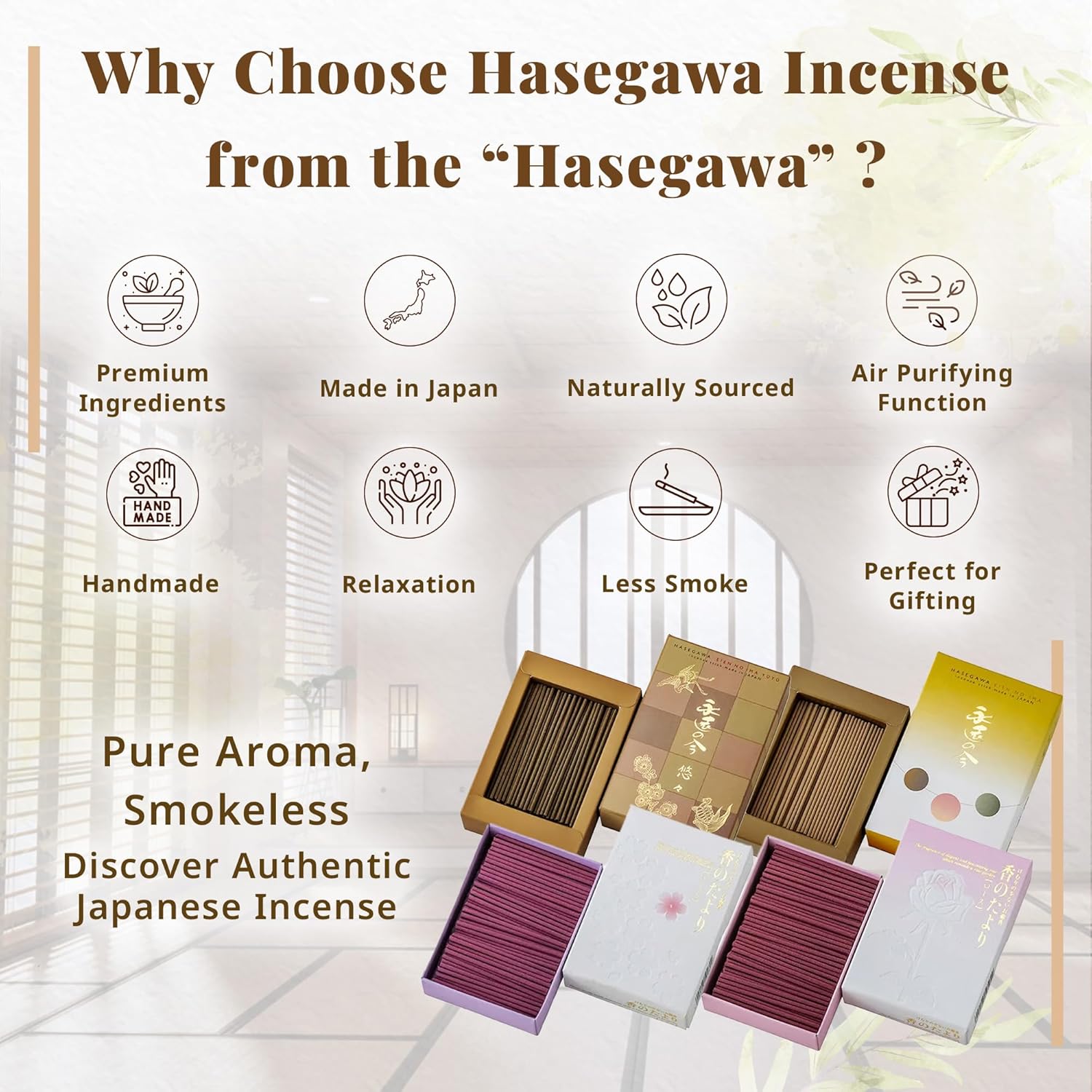 Hasegawa Japanese Low Smoke Mini Incense 3-Pack 140g