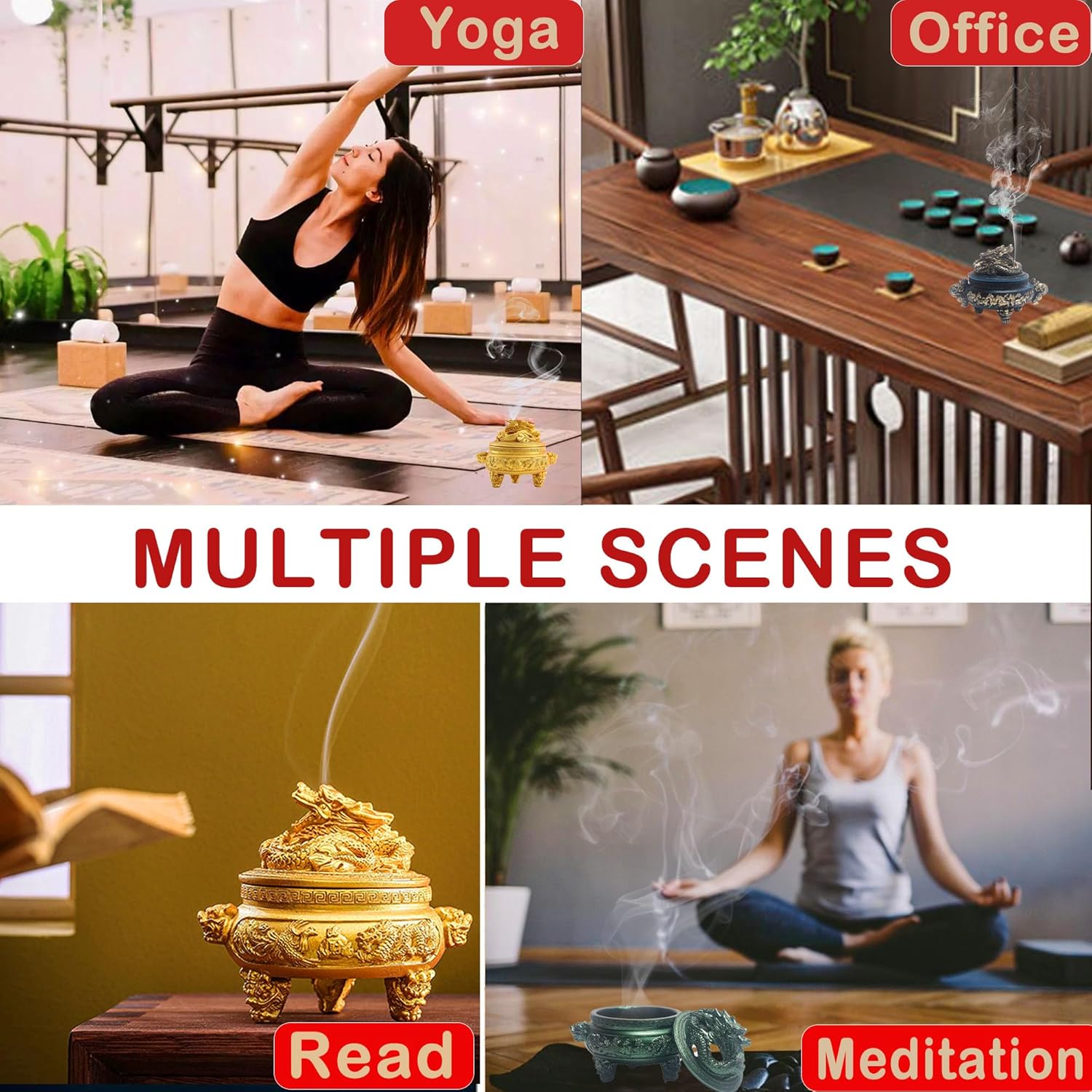 Feng Shui Dragon Incense Holder with Lid and Stand for Aromatherapy and Home Decoration