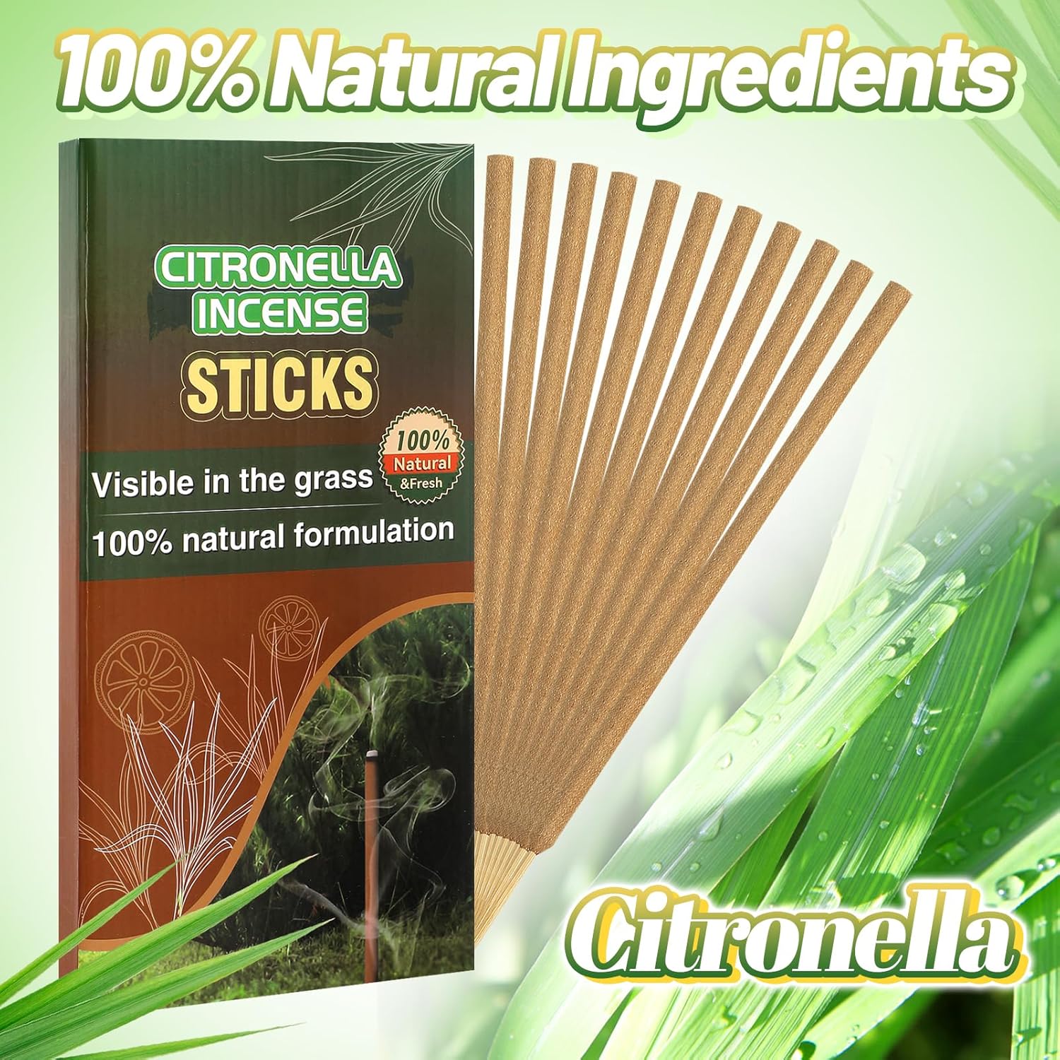 Bigmeta 24 Pcs Thicker Citronella Incense Sticks for Outdoor Use