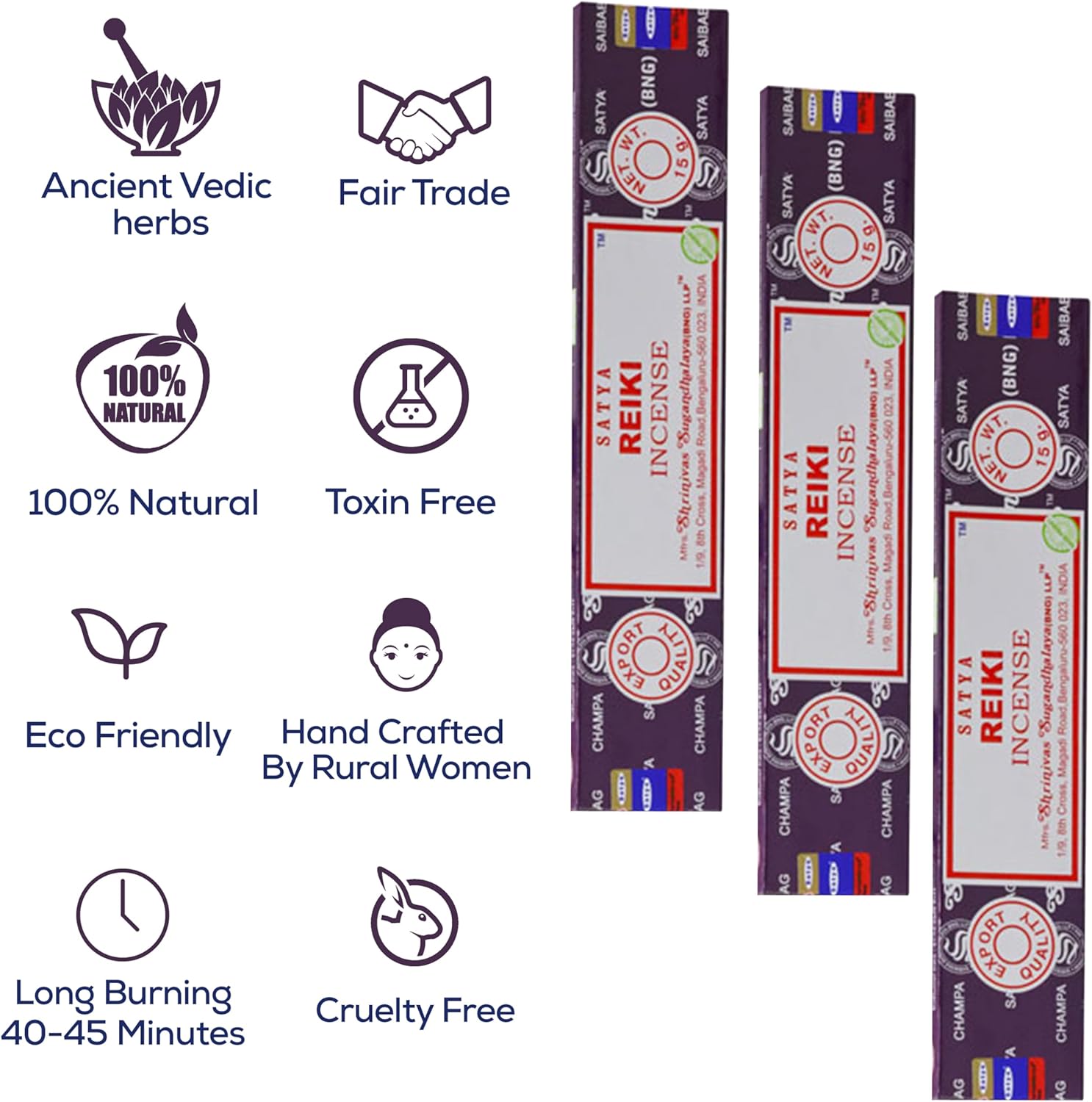 Satya Reiki Incense Sticks 15gmx12 Pack with Raajsee Holder