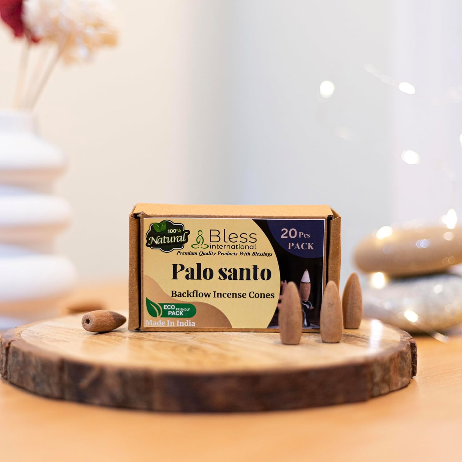 Bless International Palo Santo Natural Incense Backflow Cones 20 Count