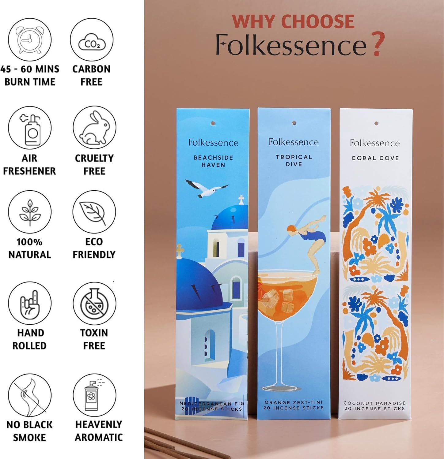 Folkulture Incense Sticks Set of 6 with 120 Sticks 45 Mins Burn Time