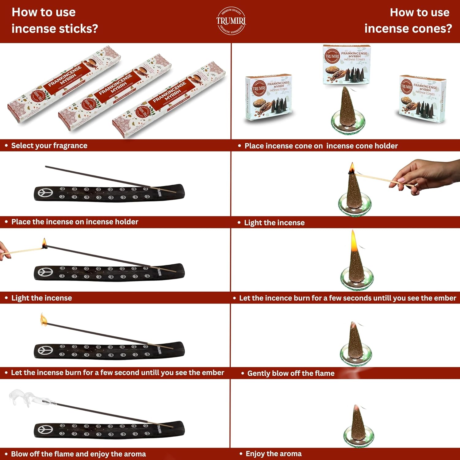 Frankincense Myrrh Incense Sticks and Cones Combo Pack