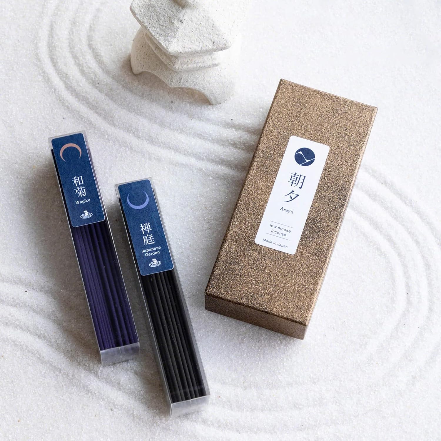 Asayu Japan Low Smoke Incense Sticks - Zen Set for Yoga and Meditation