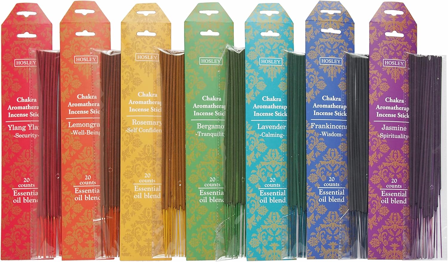 Hosley 140 Pack Assorted Incense Sticks with Wood Holder