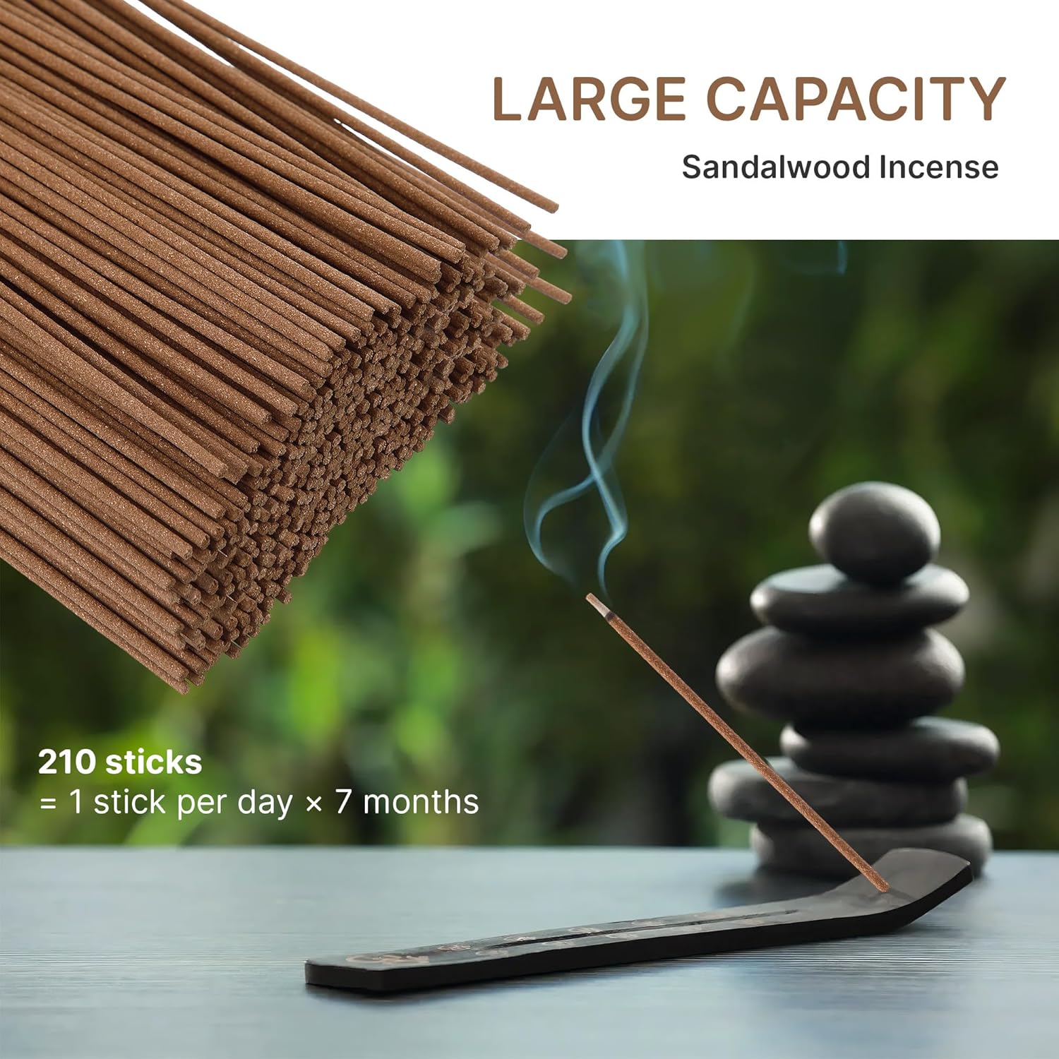 Ceoighe 210 Sticks Sandalwood Incense 6 Inch Pure Natural for Meditation and Relaxation