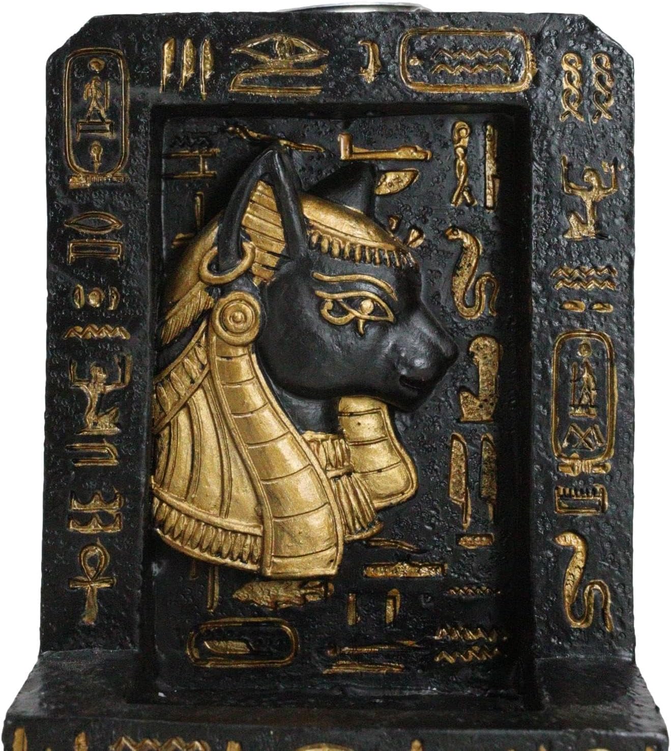 Egyptian Goddess Bastet Incense Holder with Hieroglyphs