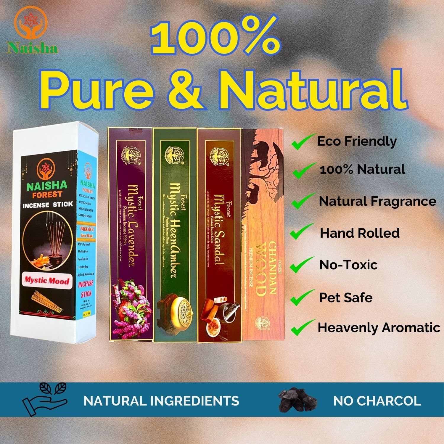 Naisha Incense Sticks Set of 4 for Purification and Meditation
