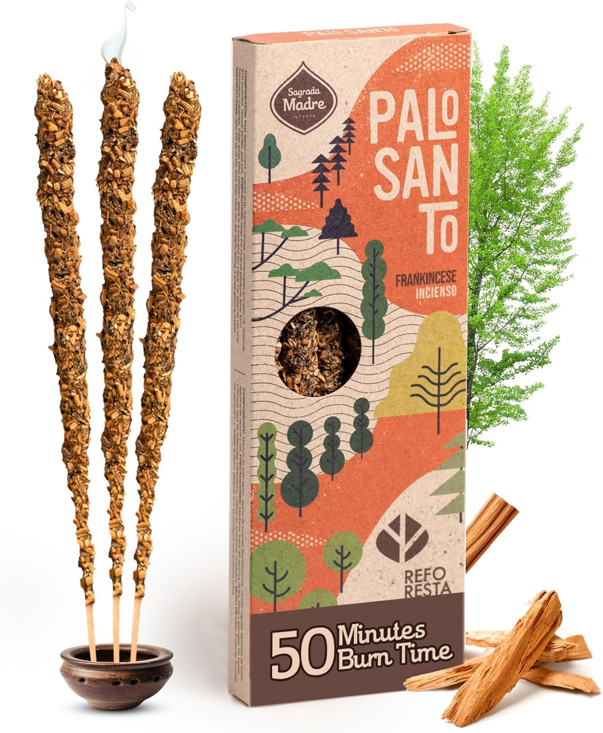 4pcs Wildly Harvested Palo Santo Incense Sticks with Frankincense