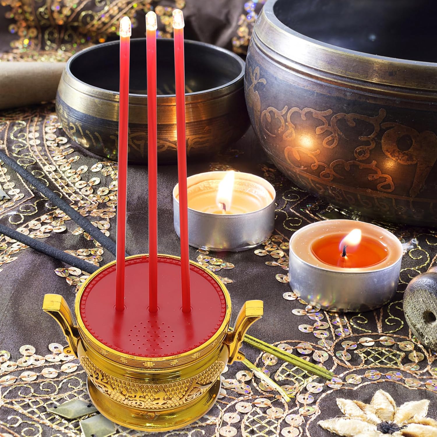 Buddha Style Electronic Incense Burner with LED Light