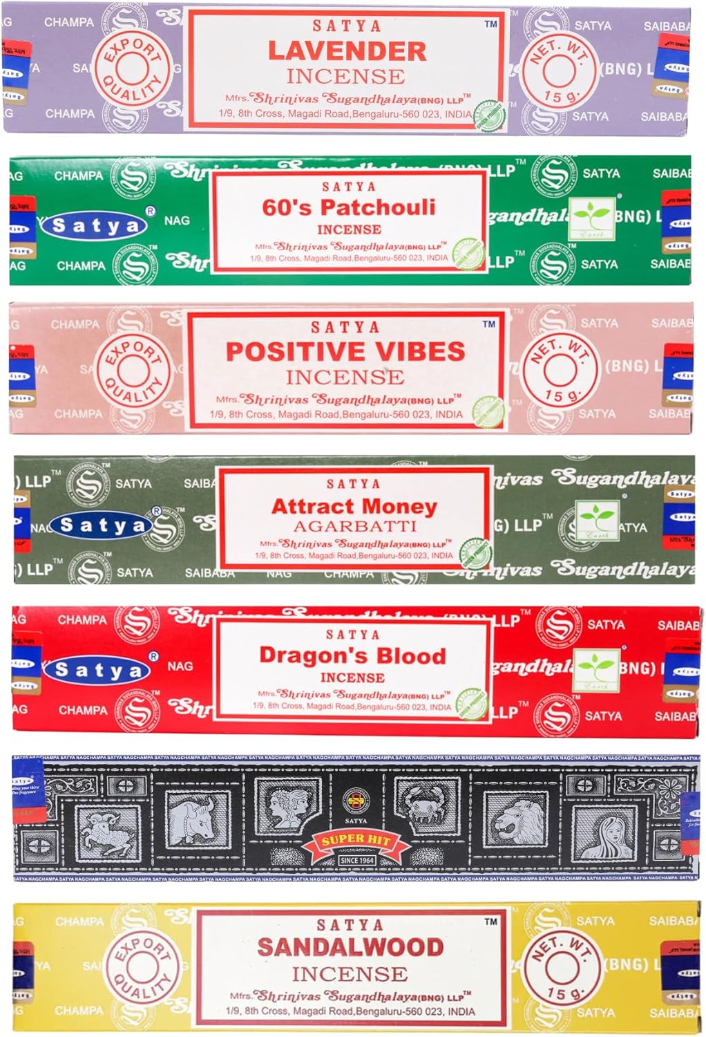 Satya Incense Sticks Variety Pack 7 pcs 15g Natural