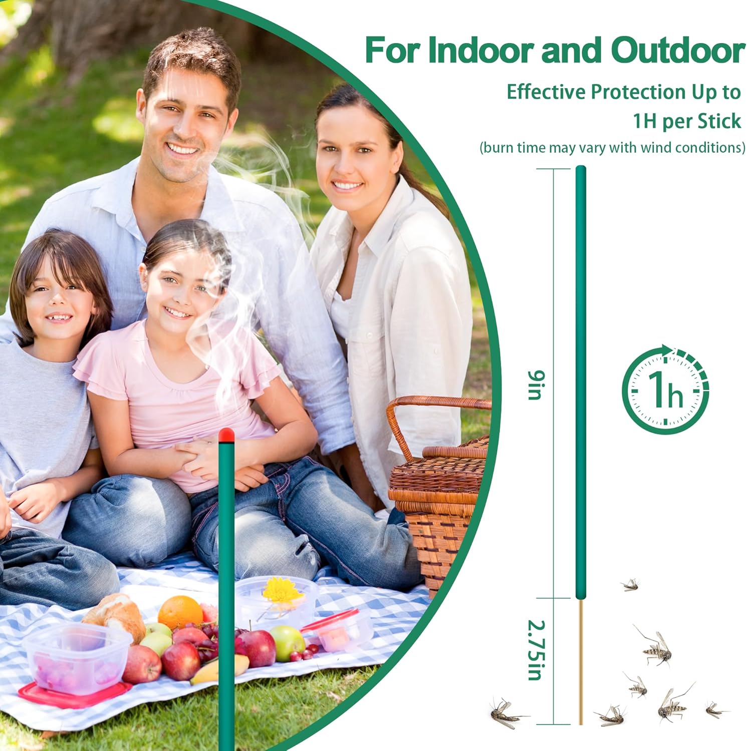 120 Pack Citronella Mosquito Incense Sticks for Outdoor Indoor Use