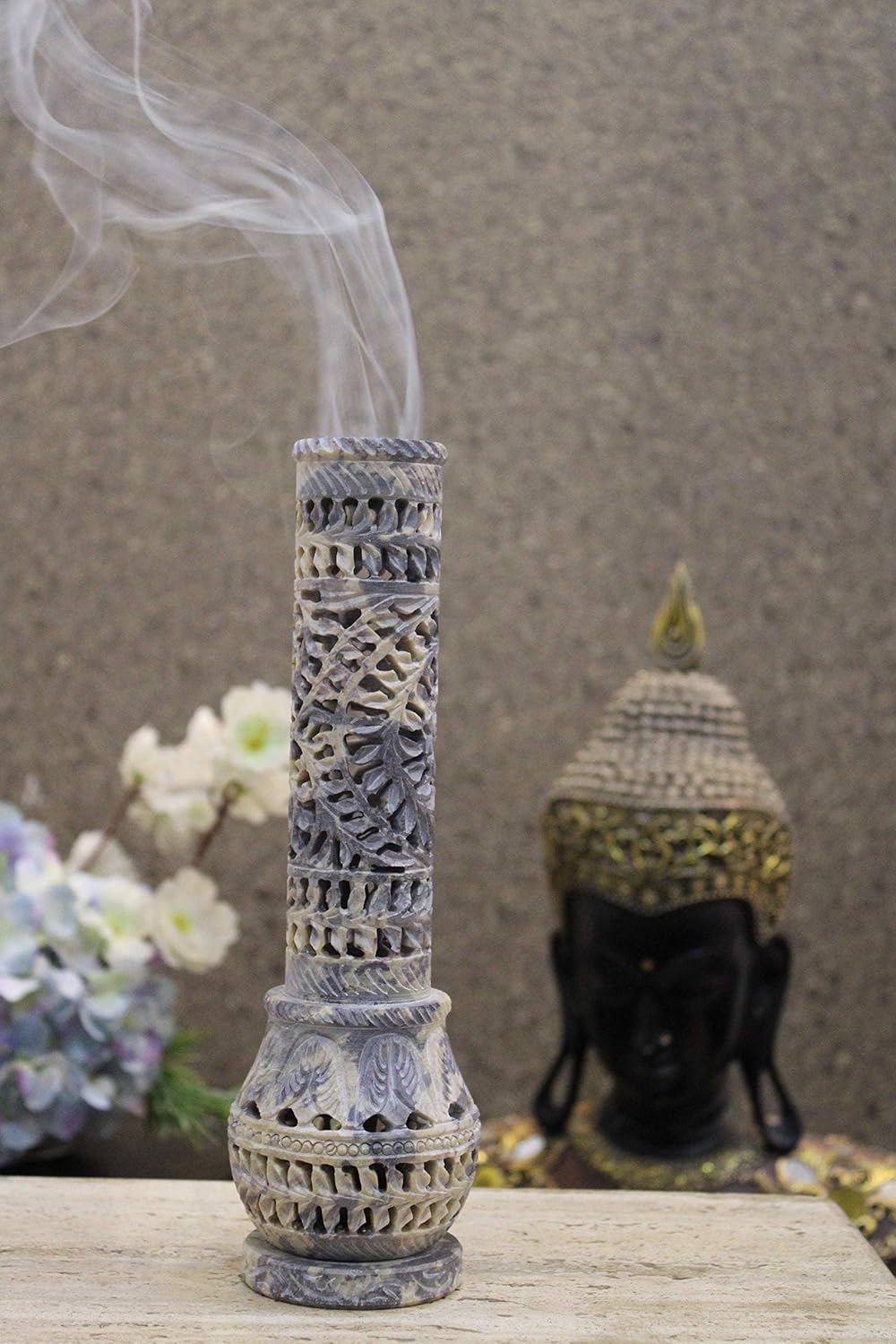 Handmade Carving Soapstone Incense Holder Tower